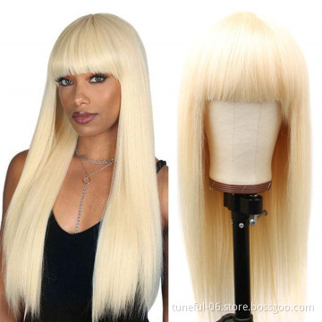 wholesale 613 machine made human hair wig with bangs, human hair products curly clsoure frontal wig for black women